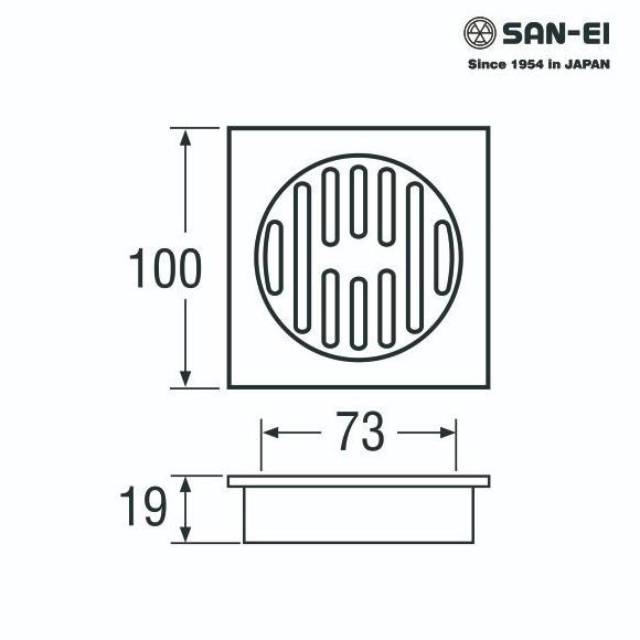 San-Ei Floor Strainer 3.5 x 2 inch Floor Drain HN 480