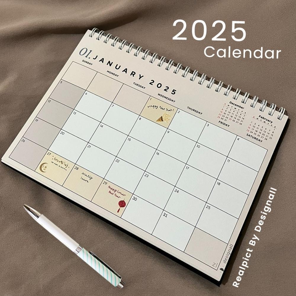 

Desnall Kalender 2025 Aesthetic Meja Kalender Duduk Spiral ZL