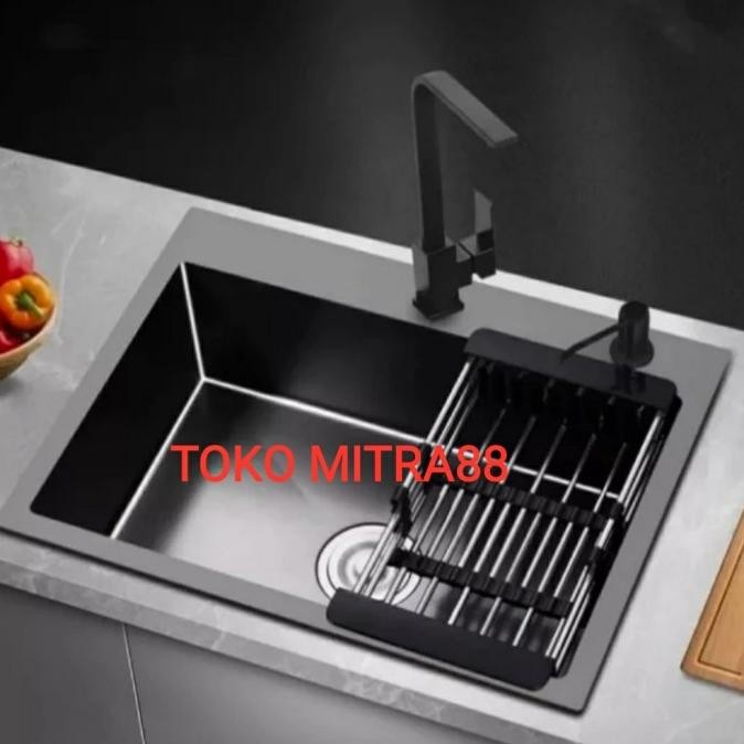 

PROMO KITCHEN SINK 5243 BLACK KOMPLIT SET KRAN KOTAK HITAM