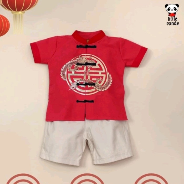 Baju Cheongsam Imlek Import Anak Laki Laki Usia 1 - 10 Tahun Sri1