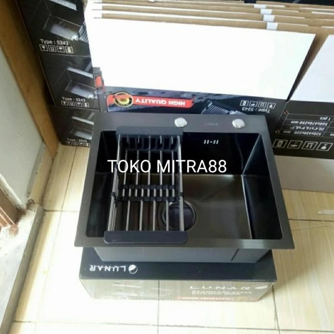 

PROMO KITCHEN SINK LUNAR 5243 BLACK BAK CUCI PIRING STAINLESS HITAM