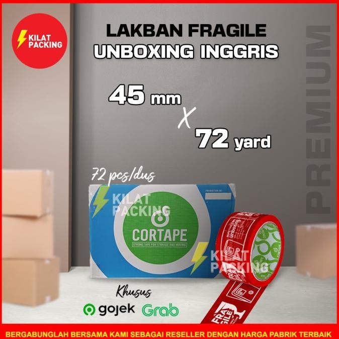 

Lakban Fragile Unboxing Putih - 45 Mm X 72 Yard Per Dus Ojol Tersedia