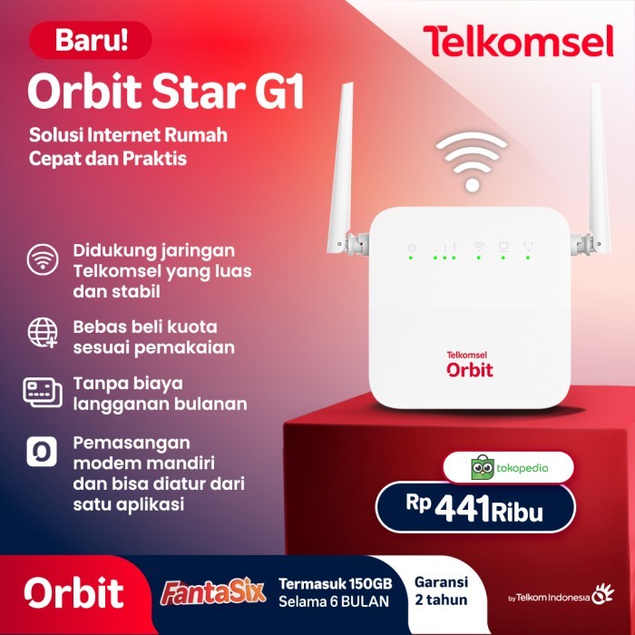 MODEM ROUTER ORBIT STAR G1 4G LTE TELKOMSEL FREE 150GB 6 BULAN