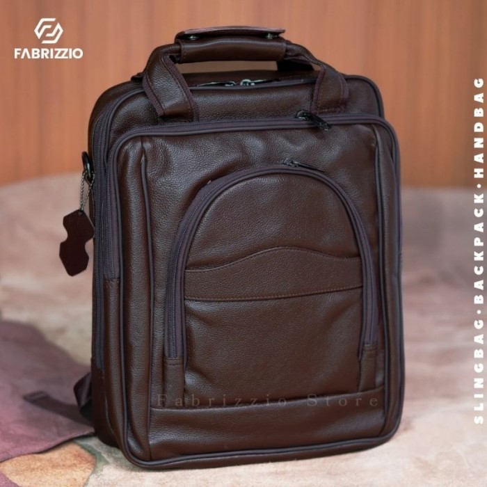 tas ransel laptop 14 inch selempang kulit sapi