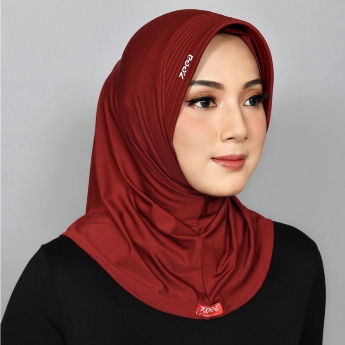 GRATIS ONGKIR Zeea Jilbab Instan Kerudung Bergo Sport Hayfa P Yasmine Polos Simple - maroon Q8M54