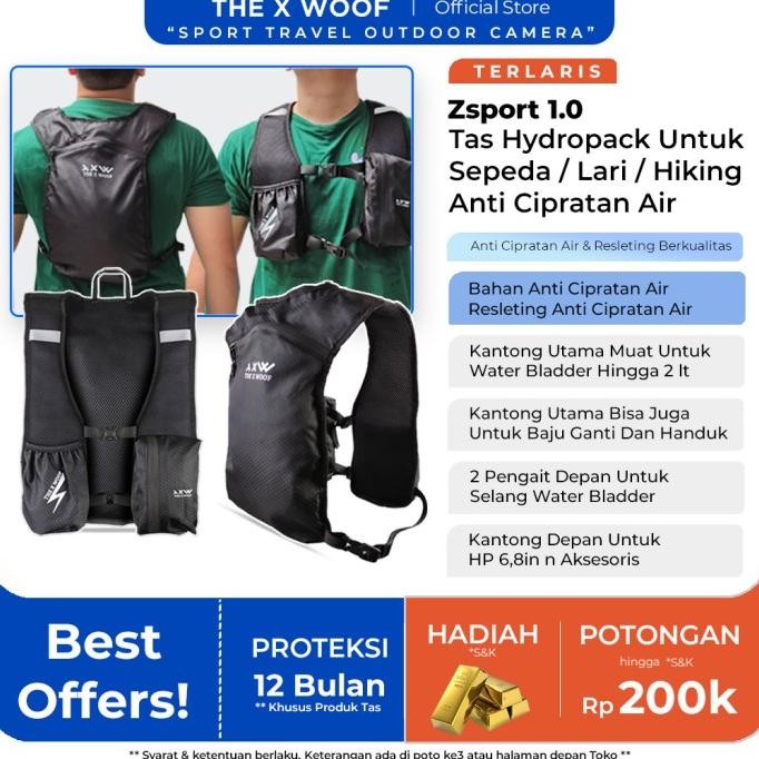 Tas Hydropack Sepeda Lari Hiking Outdoor Motor Hydration Pack Tas Trail The X Woof Zsport1