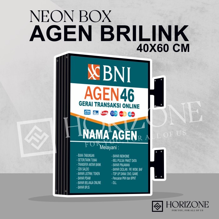 NEON BOX AGEN BNI 40X60 CM AKRILIK KOTAK
