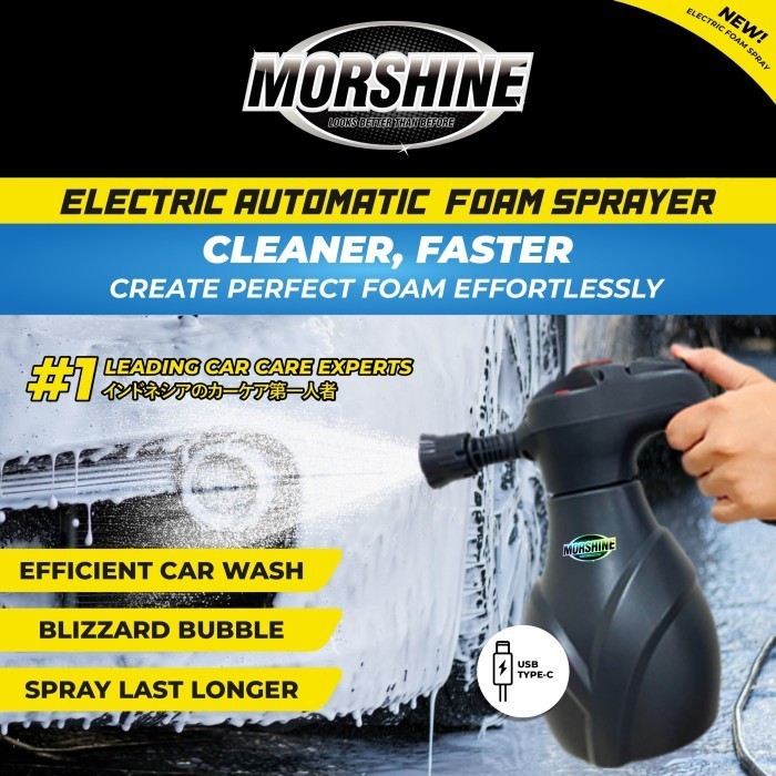 MORSHINE Semprotan Busa Elektrik Steam Alat Cuci Motor Mobil Mesin Snow Wash Portable Cordless Bater