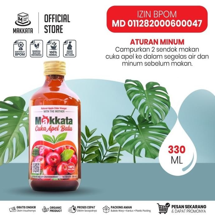 

Promo MAKKATA Cuka Apel Organik Malang Batu 330ml Untuk Masakan Penyedap Rasa Dan Minuman Original Bpom