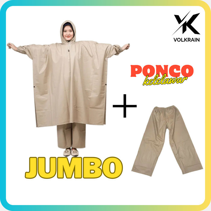 Jas hujan ponco celana jumbo big size - ponco kelelawar lengan panjang