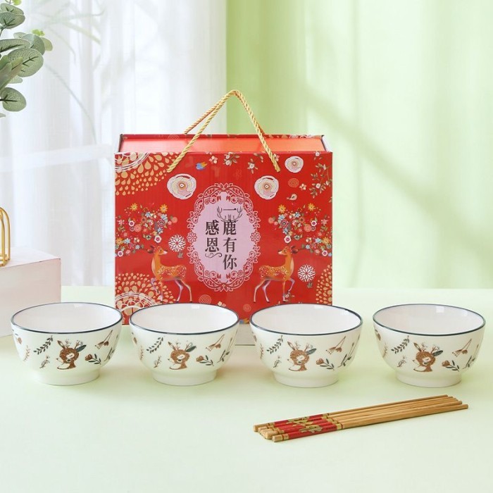 

Imlek Hampers Imlek Chinese New Year Merah Mangkok Bowl Deer Set Kado Hadiah - ISI 8 Limited