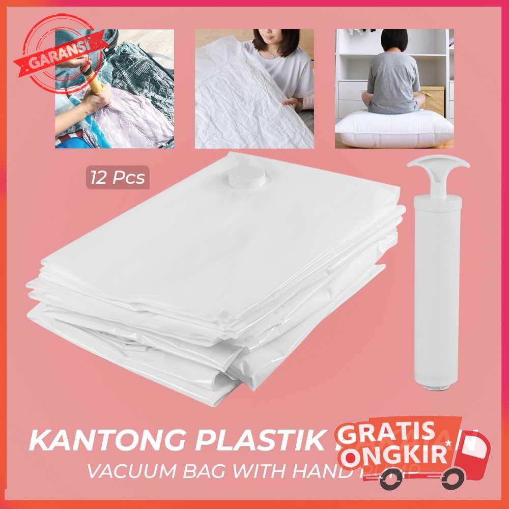 Kantong Plastik Vakum Pakaian Multisize 12 PCS Hand Pump - WH021