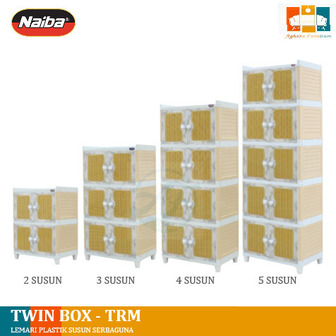 Lemari NAIBA Lemari Pakaian Plastik 2,3,4,5 Susun Serbaguna TWIN BOX - TRM, 2 susun 7122 pakaian pla