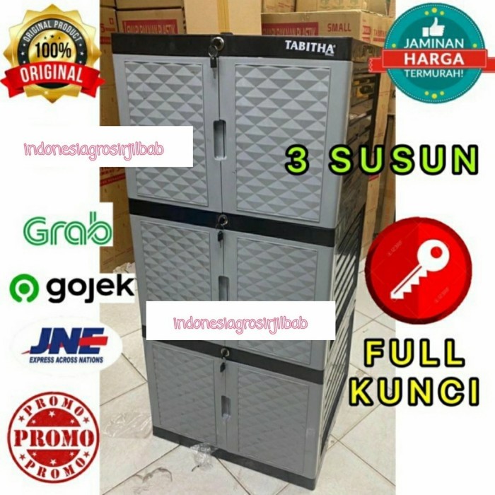 Lemari LEMARI PAKAIAN PLASTIK / LEMARI PLASTIK SERBAGUNA SUSUN 3 FULL KUNCI susun estetik