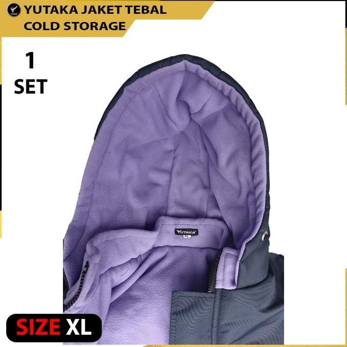 Jaket Cold Storage Tebal  warna biru navy satu set plus celana murah /  jaket gunung / jaket salju /