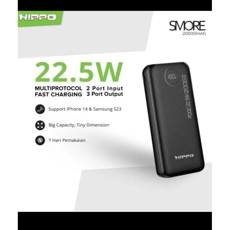 Sale Power Bank Hippo Smore 20000 Mah Fast Charging Pd Multiprotocol 22.5W