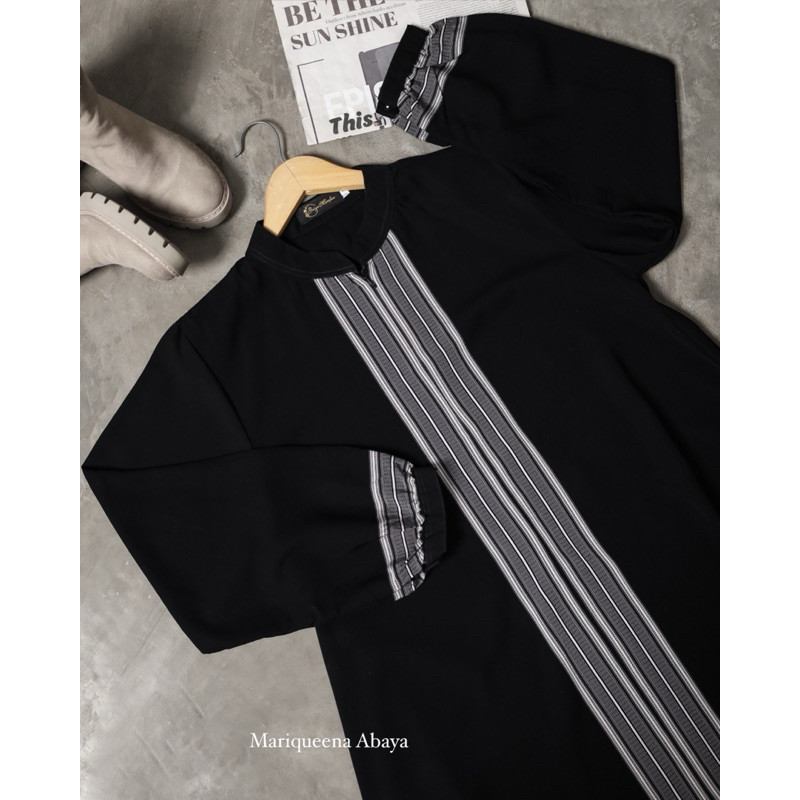 PROMO BAJU MUSLIM RAMADHAN  Abaya Jetblack Mariqueena Gamis basic Abaya tenun Griya Musafa ELKAFF