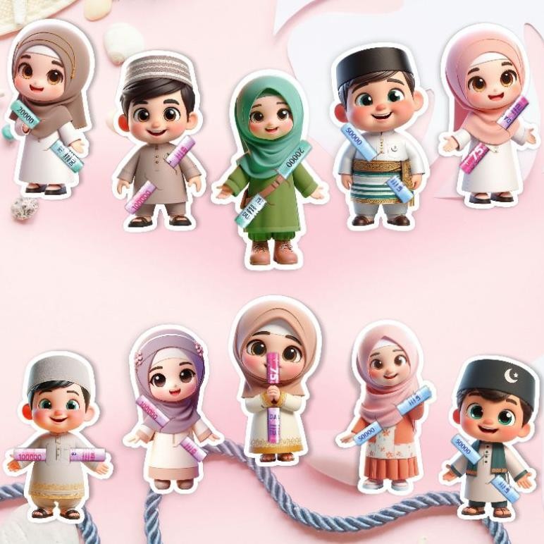 

GHT Amplop lebaran model uang peluk lucu isi 50 pcs amplop karakter amplop angpao thr lebaran 2025 amplop gemoy unik