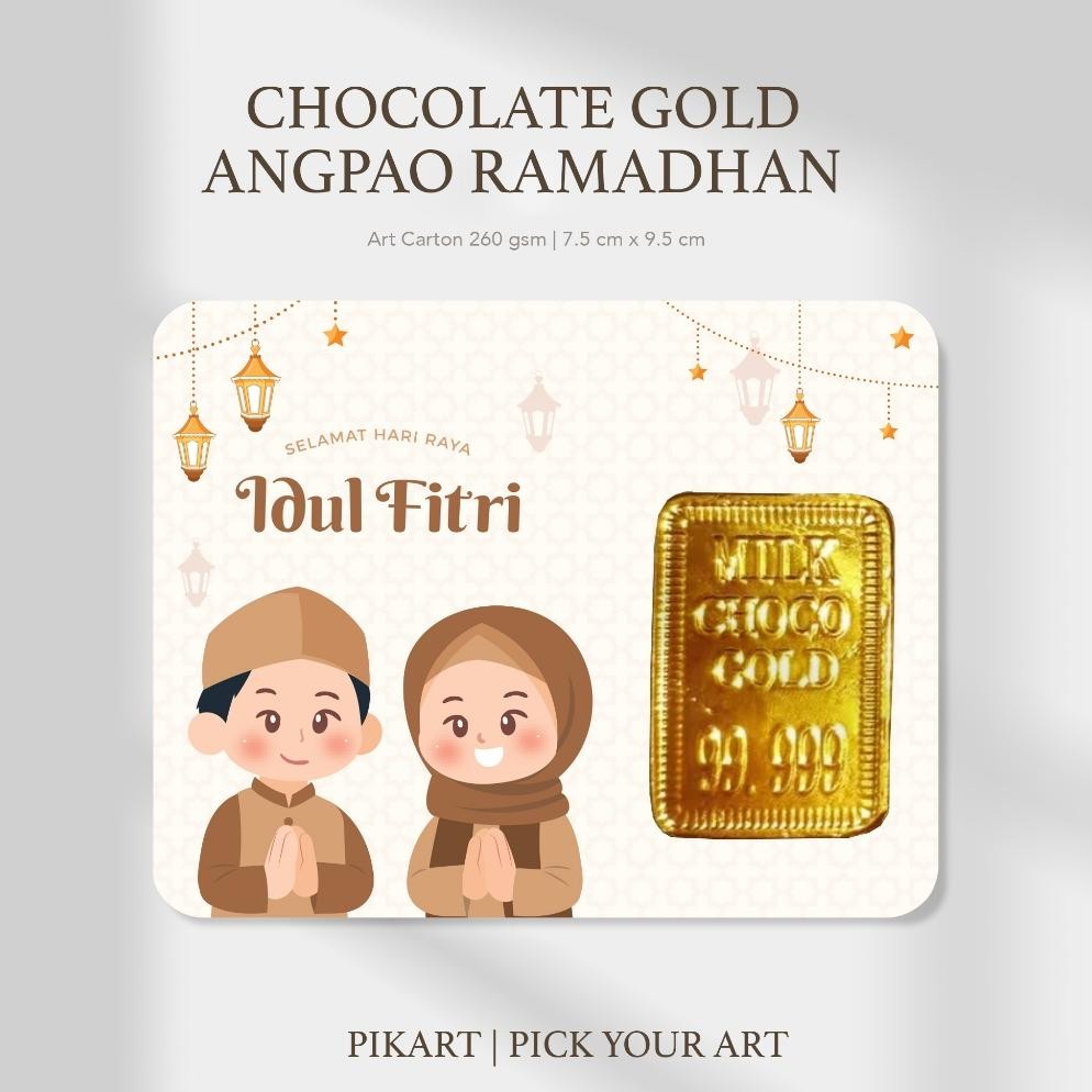 

GHT CUSTOM/TAMBAH LOGO - [100pcs] Choco Gold 99.99 / Lebaran Ramadhan Gift/ Eid/ Idul Fitri/ Amplop Lebaran Snack Lucu/ Greeting Card/Cokelat Emas Batang