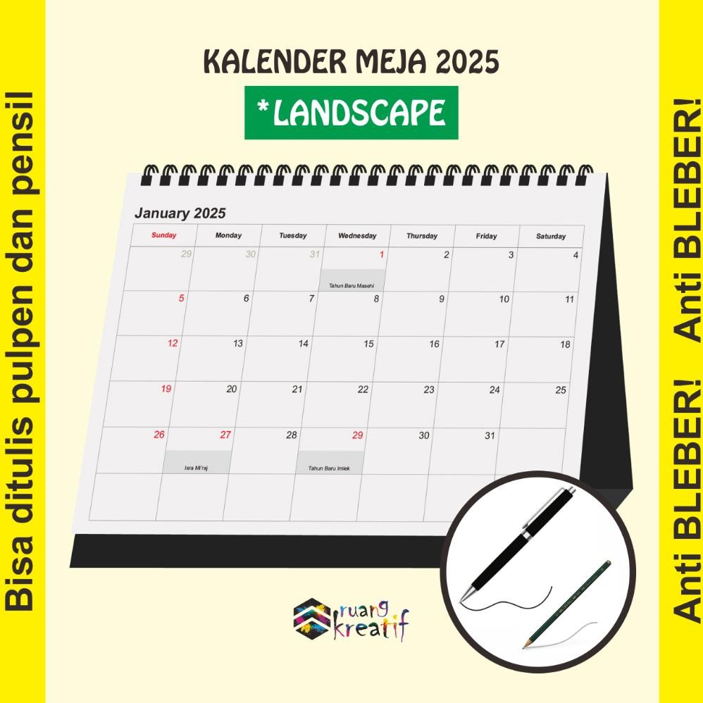 

TRY [ Ruang Kreatif ] Kalender Meja 2025 - Bisa Ditulis Pulpen & Pensil - Anti Bleber - Kalender Duduk -2025 Simple Planner Agenda - Monthly Planner 2025 | Ukuran A4 | Ukuran A5 | Kalender - Calendar Planner 2025 - Warna Putih | Polos | Plain
