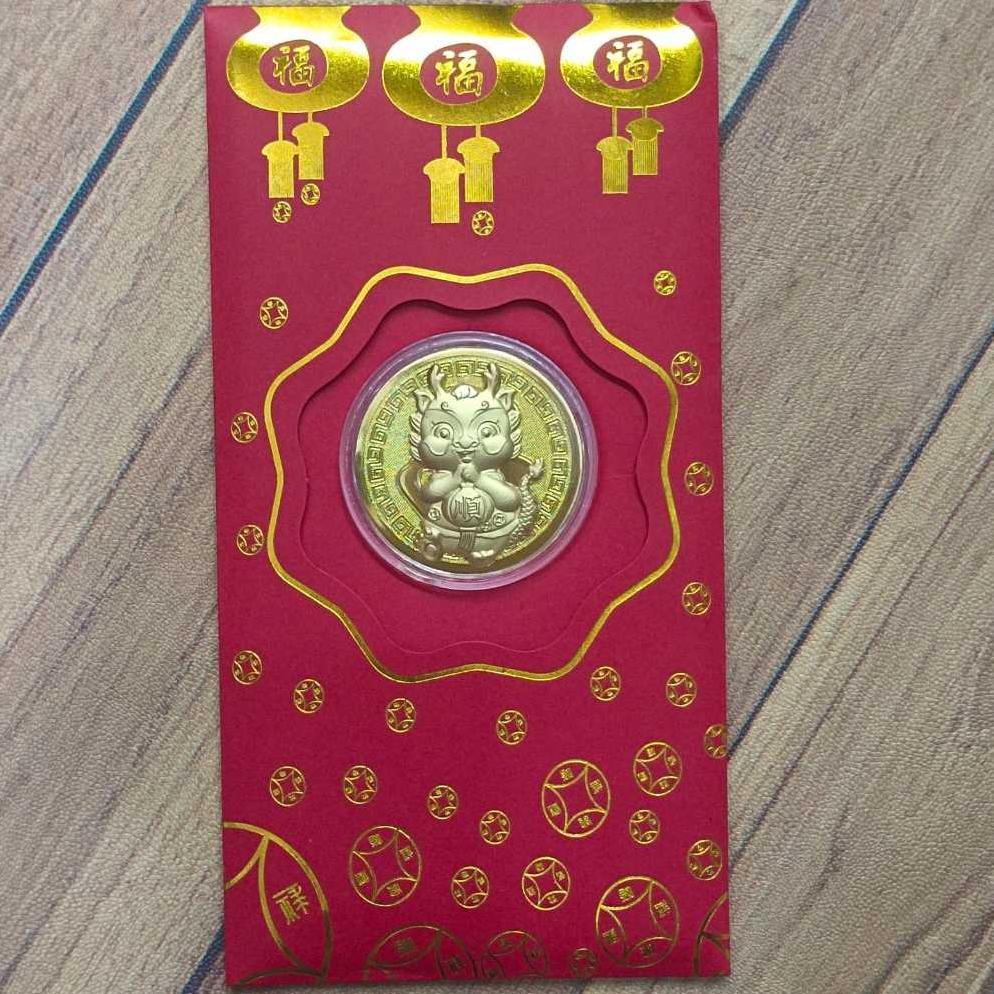 

GHT Angpao Premium dengan Koin Naga Lapis Emas / Amplop Angpao Koin Lapis Emas