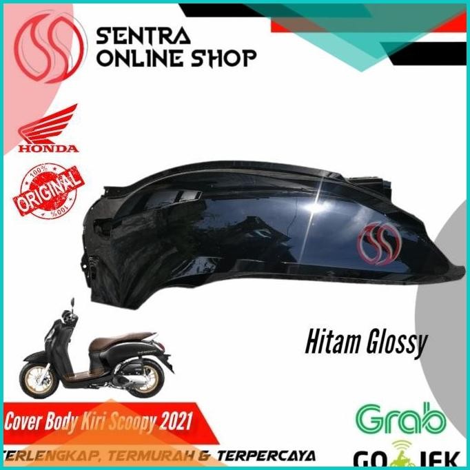 Cover body bodi kiri scoopy new prestige 2021 hitam glossy original 07