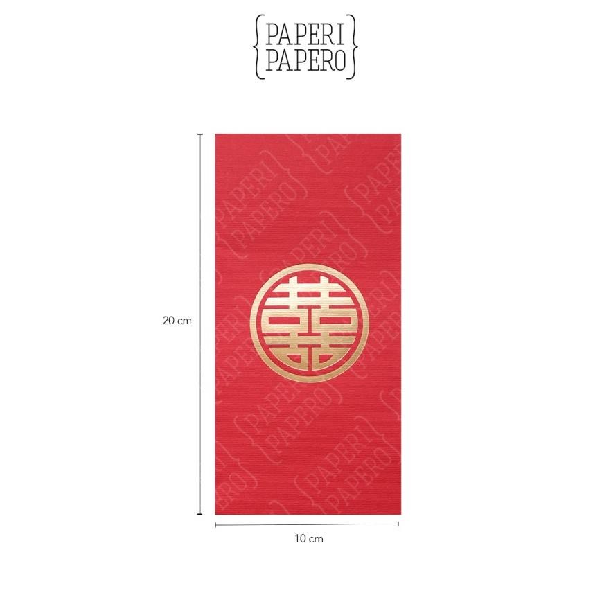 

GHT Red Shuang Xi Amplop XL (10 x 20 cm) - Angpao Merah (5 Pcs) Besar Imlek Sangjit Pernikahan Besar Jumbo Muat 100 Lembar