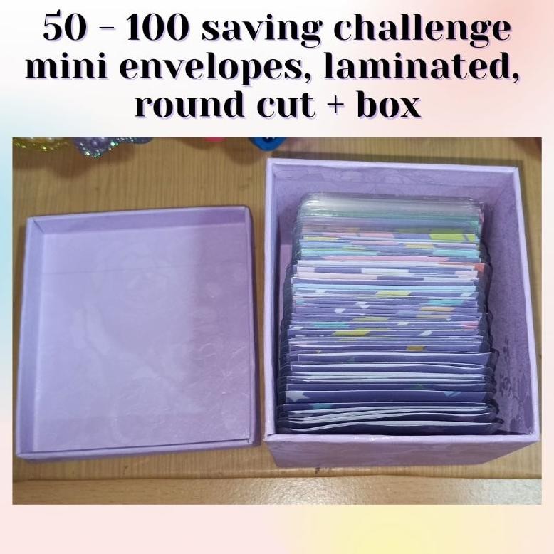 

GHT 50 - 100 Mini Amplop Tantangan Menabung Ungu | Purple envelope saving challenge | Laminating + box