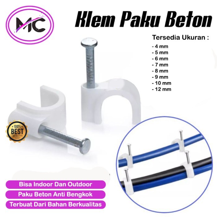 TERLENGKAP Klem Kabel Listrik Paku Beton Klip Kabel Dinding Cable Clip Premium