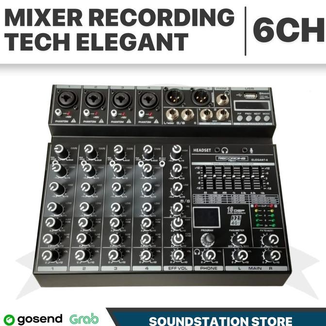 MIXER RECORDING TECH ELEGANT - MIXER 6 CHANNEL PODCAST RECORDING