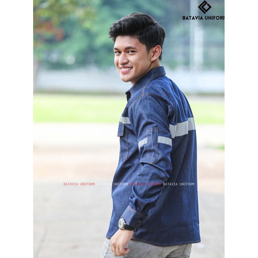 KEMEJA WEARPACK JEANS SAFETY K3 LENGAN PANJANG WARNA JEANS DENIM