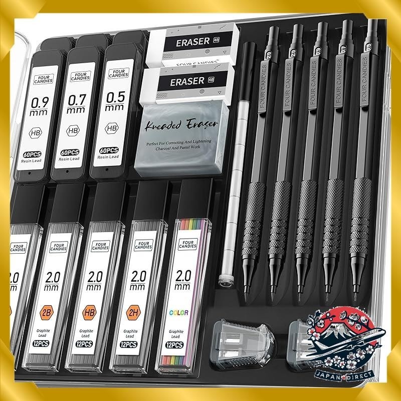 

Set Pensil Mekanik Logam Four Candies 0,5 mm, 0,7 mm, 0,9 mm masing-masing 1 & 2 mm 2 buah Set isi ulang isi 420 buah (4B, 2B, HB, 2H, warna) untuk seni, menggambar, membuat sketsa, dalam warna hitam. |s4zQytQQ|