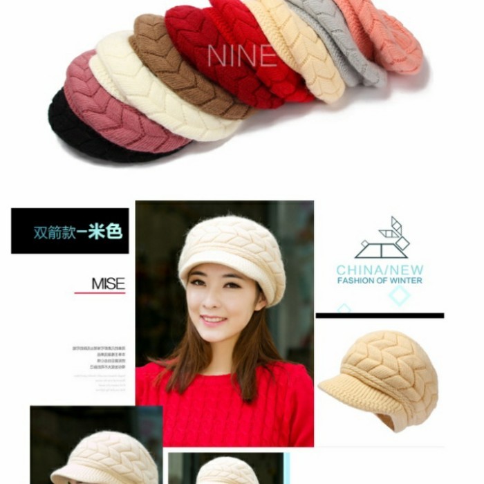 TOPI RAJUT KOREA WANITA BERBAHAN WOL NYAMAN SAAT DIKENAKAN