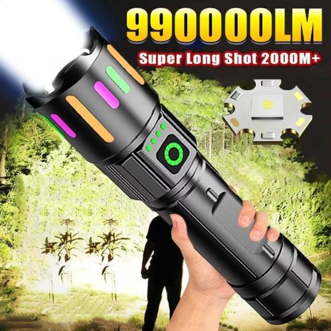SENTER SUPER TERANG TAHAN LAMA USB C RECHARGEABLE / SENTER JARAK JAUH ZOOM FLASHLIGHT TAHAN AIR ORIG