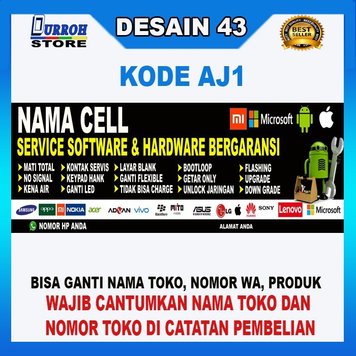 TERBARU Spanduk / Banner SERVIS / SERVICE Konter Cell / Celluler Desain 43