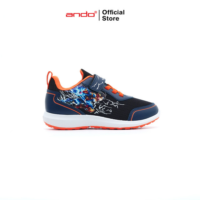 Ando Official Sepatu Sneakers Fire Attack V Anak Hitam/Orange