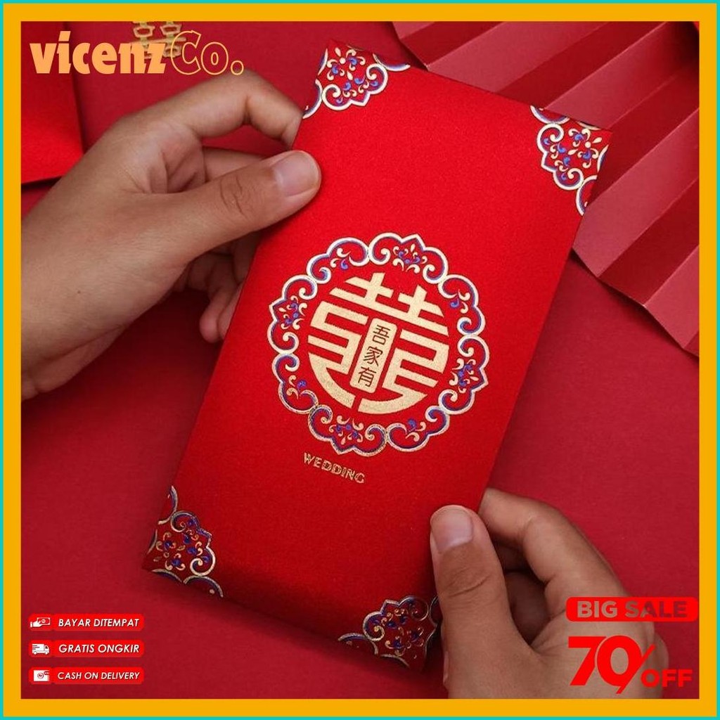 

[6 Pcs Glitter Besar Angpao Shuang Xi 17 X 9 Cm] Besar Kertas Amplop Angpao /Angpau / Hongbao Glitter Wedding, Sangjit , Uang Susu, Pernikahan / Shuang Xuang Xi (Cod)