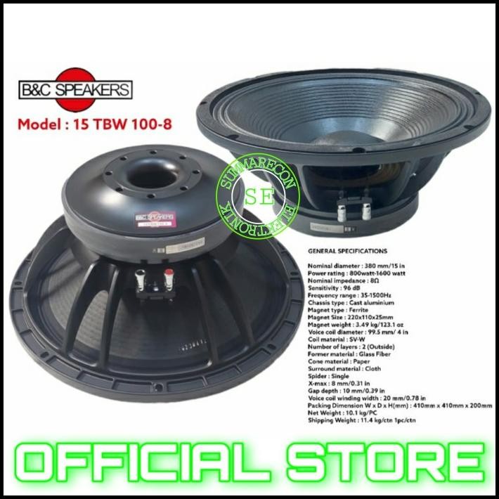 TERMURAH KOMPONEN SPEAKER 15 INCH B&C 15TBW100 SPEAKER COMPONENT 15 INCH 
