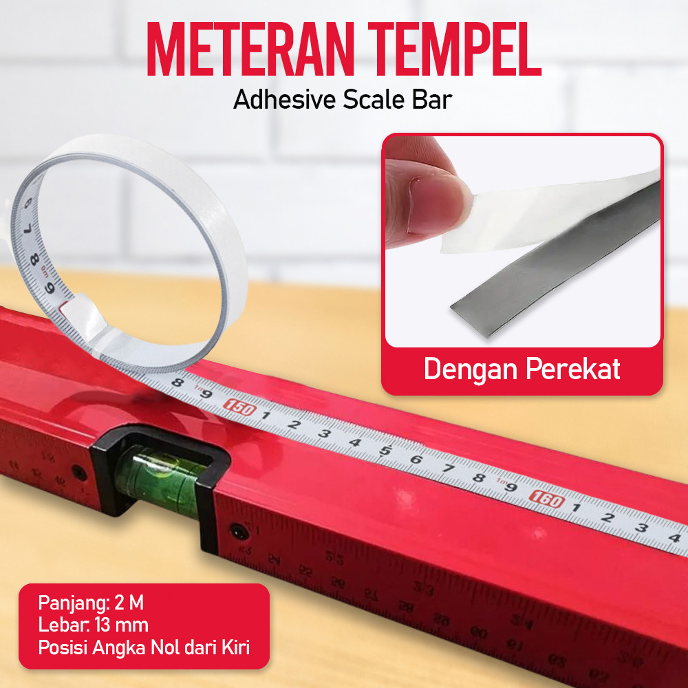 

- BTE Meteran Tempel Adhesive Scale Bar Besi 2M - M002 -
