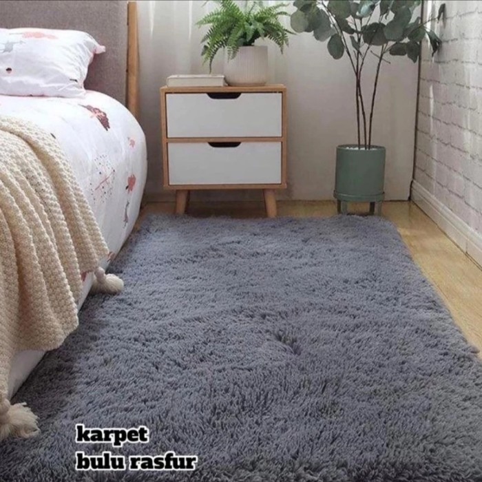 MURAH  karpet bulu ambal rasfur ukuran 160×100×5cm lembut halus - Cokelat