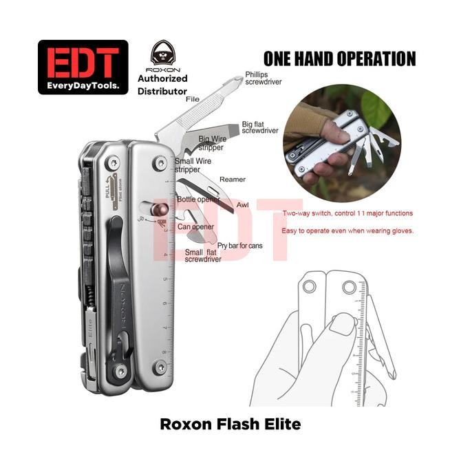 Roxon Flash Elite | D2 Blade Steel | Outdoor Multitool Original Dan Terpercaya