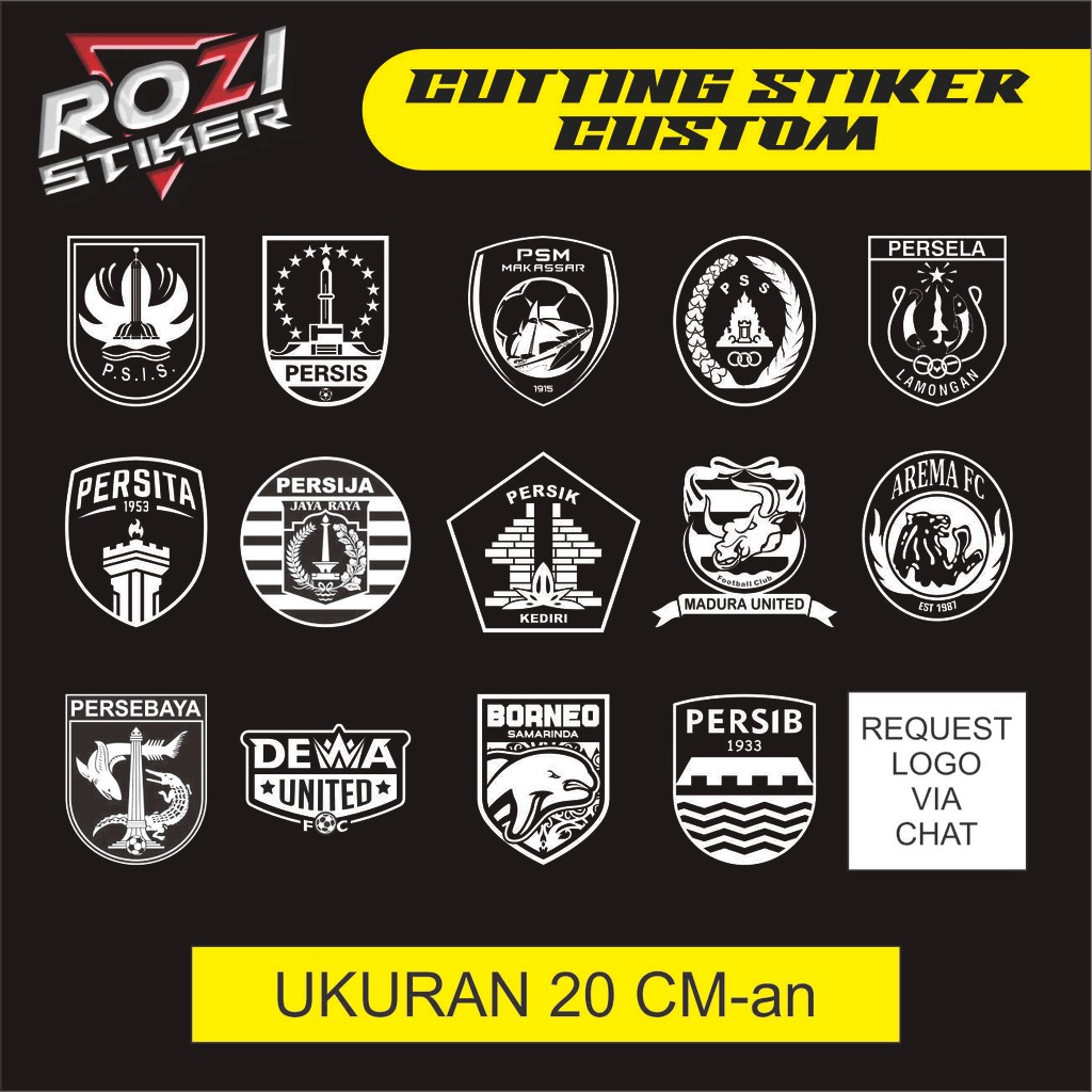 

STIKER CUTTING LOGO CLUB SEPAKBOLA INDONESIA AREMA PERSEBAYA PERSIJA PERSIB DLL