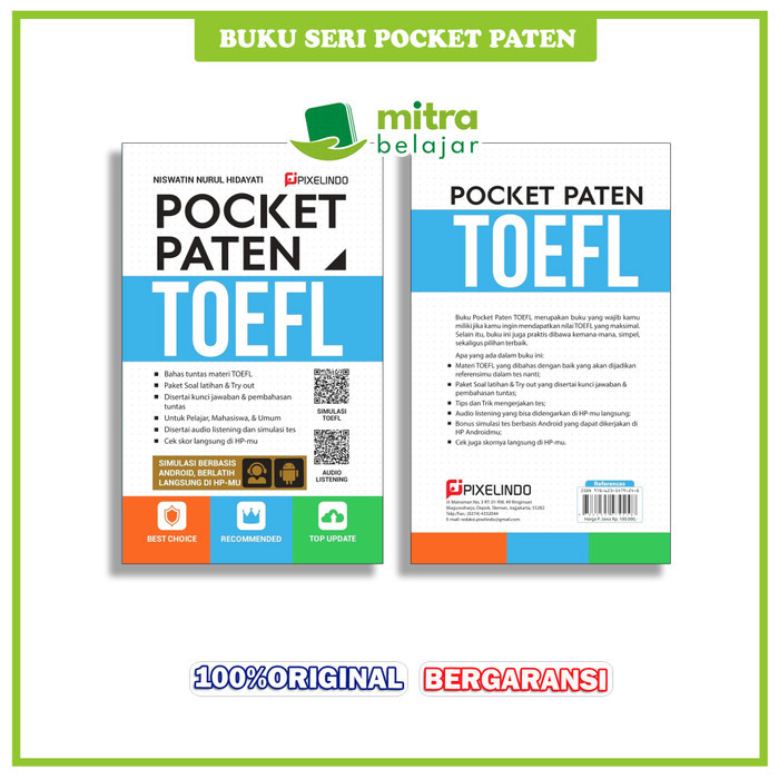 

Catatan Buku Toefl Pocket Paten Lolos Tes Toefl Toeic Bonus Aplikasi