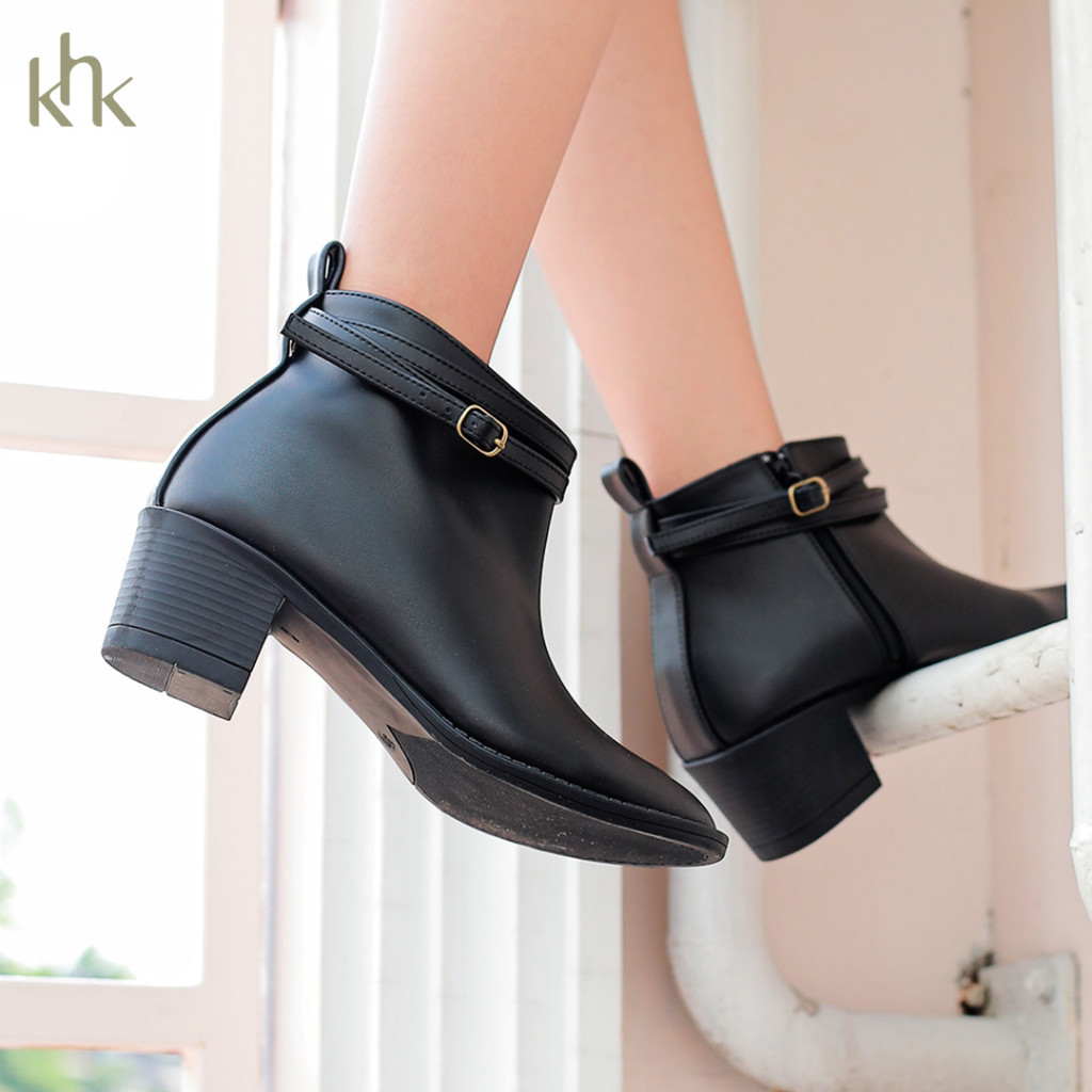 PROMO SEPATU WANITA  KHK by Khakikakiku Jill Black Boots
