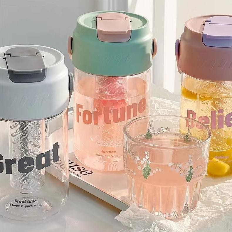 lariis voova dengan botol air sedotan/botol air pemisahan teh/botol air kapasitas besarsiswa 600ml 8