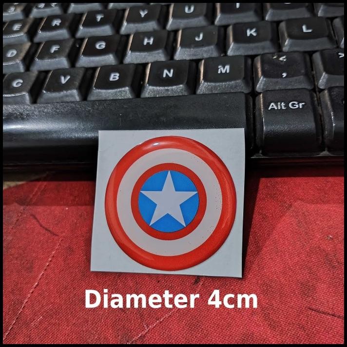 

HOT DEAL STICKER TIMBUL RESIN CAPTAIN AMERICA STIKER LYCAL LENTUR 3D LOGO SUPERHERO KECIL SATUAN !!!