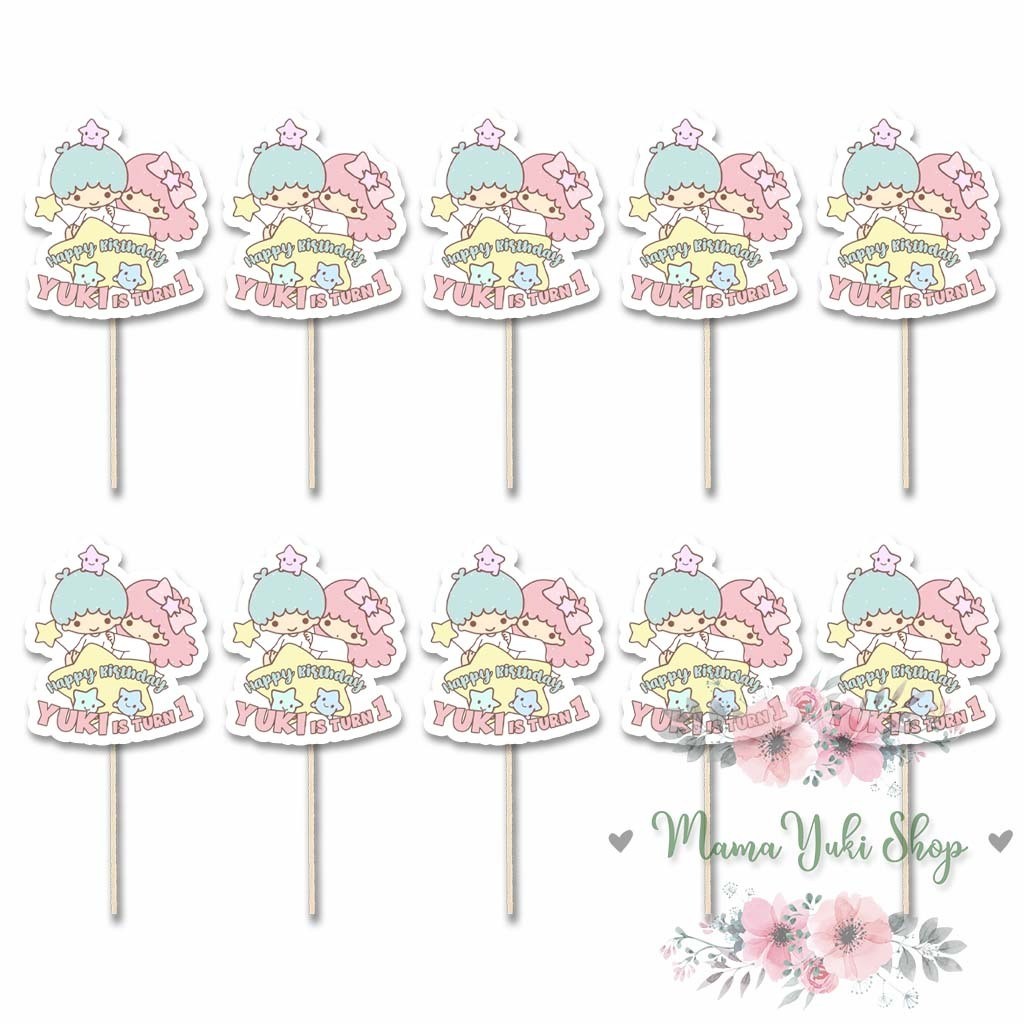 Topper Cake Cupcake Pudding TWINS STAR CUPCAKE NAMA UMUR