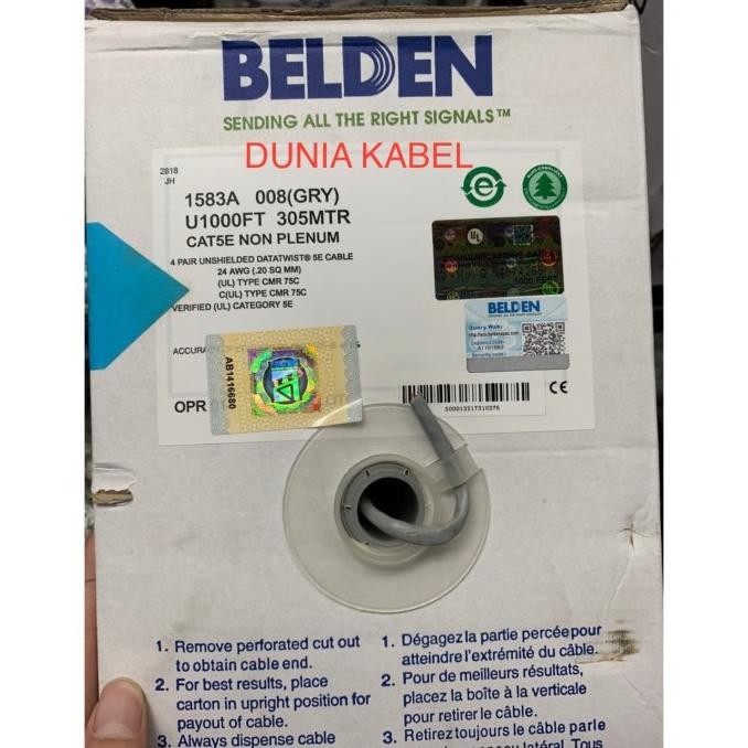 

KABEL LAN UTP CAT5/ CAT 5/ CAT 5E / CAT 5 E/ BELDEN GREY @100METER ORIGINAL