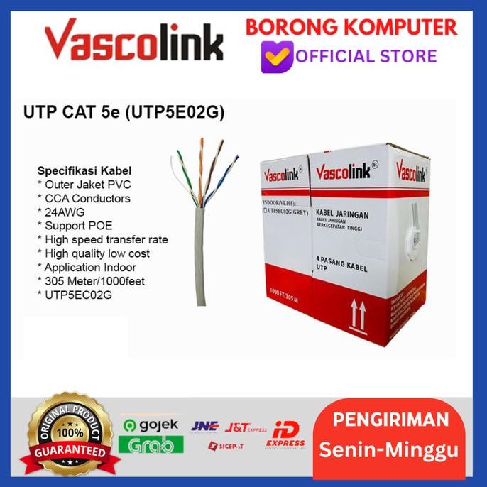 

KABEL LAN CAT 5 VASCOLINK / KABEL UTP CAT5E 305METER 1ROLL ORIGINAL