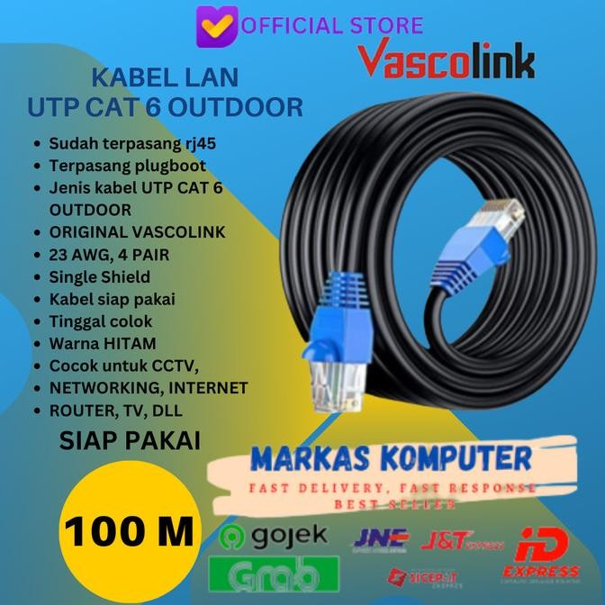 

KABEL UTP LAN CAT 6 OUTDOOR 100 METER TERPASANG RJ45 PLUGBOOT 100M ORIGINAL